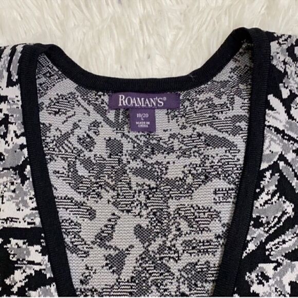 Roman's Open Front Gray & Black Cardigan( Size 18/20-Large) - Picture 6 of 6